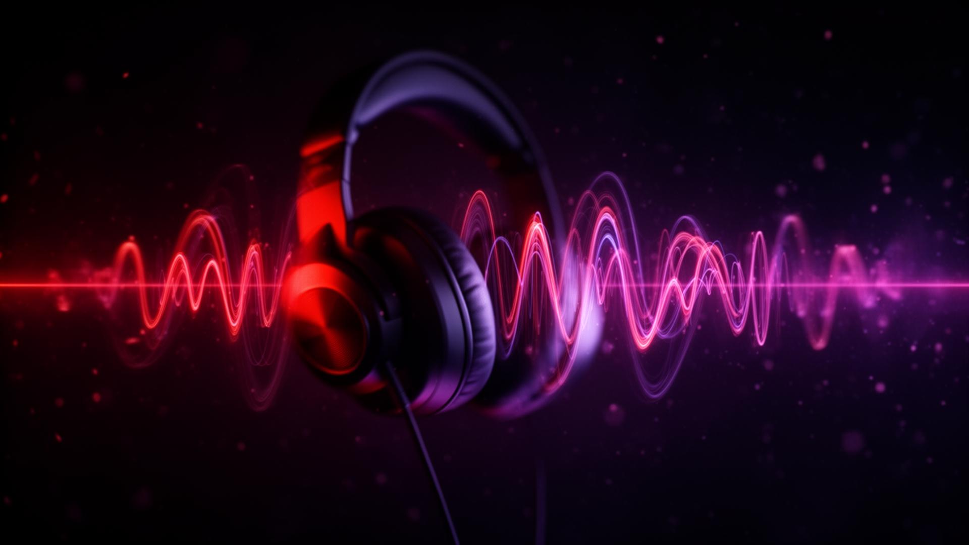 Headphones with neon sound waves